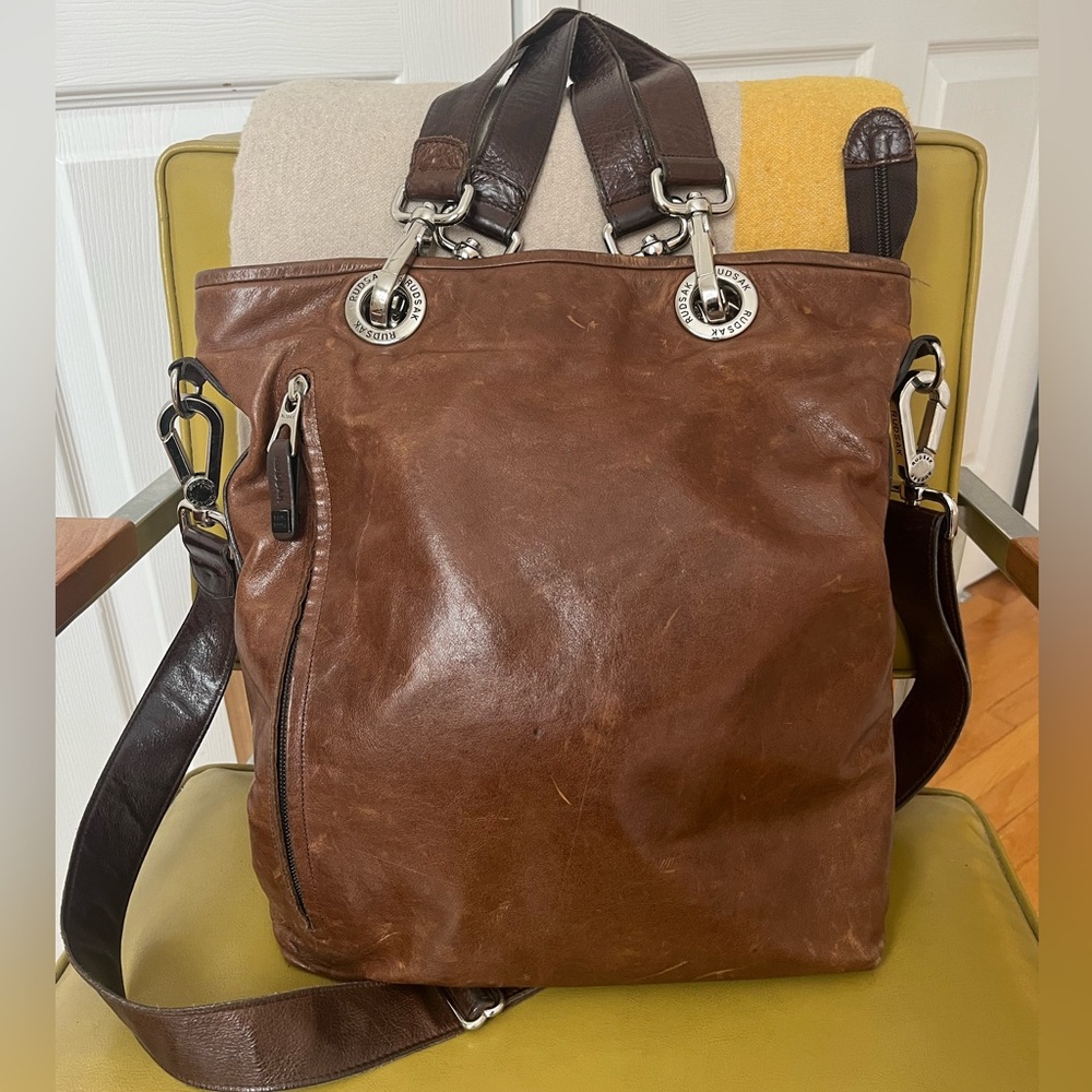 RUDSAK Brown Leather Tote Bag